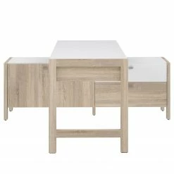 Fredriks Büroset Holvik (3-teilig) - Eiche Sonoma Dekor / Weiß -BÜROMÖBEL Verkaufsgeschäft 1000292005 211006 14100600151 DETAILS P000000001000292005