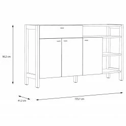 Fredriks Büroset Holvik (4-teilig) - Eiche Sonoma Dekor / Weiß -BÜROMÖBEL Verkaufsgeschäft 1000292006 211006 14100800627 SKETCH DETAILS P000000001000292006 sketch
