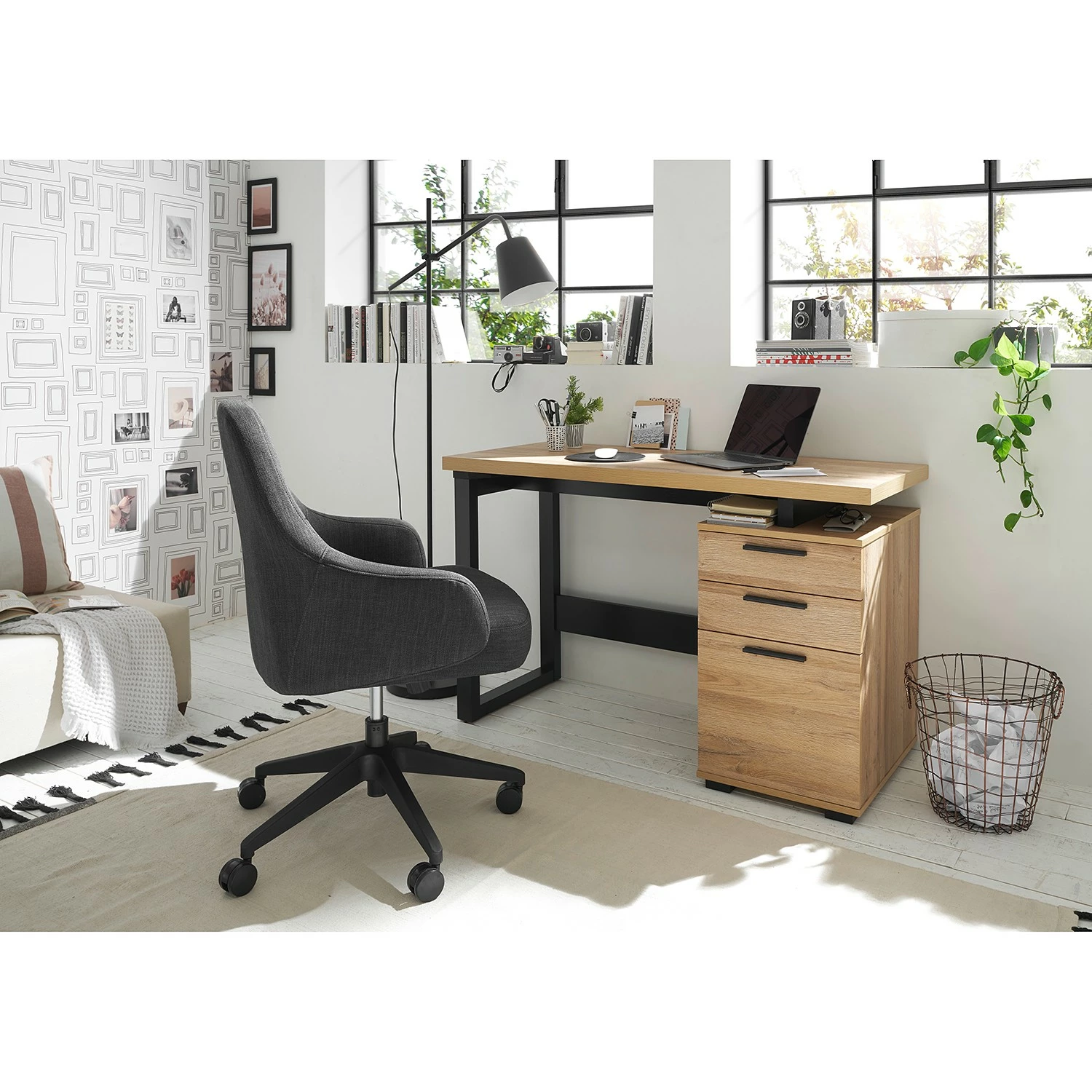 Fredriks Schreibtisch Marlon - Eiche Grandson Dekor / Anthrazit 5 Fredriks Schreibtisch Marlon - Eiche Grandson Dekor / Anthrazit – Bild 3