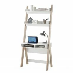 Mørteens Schreibtisch-Kombination Vela - Weiß / Eiche Sanremo Dekor -BÜROMÖBEL Verkaufsgeschäft 1000295165 210923 15403100082 DETAILS P000000001000295165