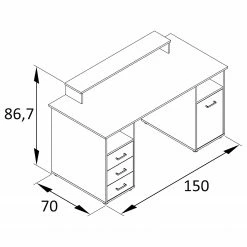 Furnitive Schreibtisch Nora - Weiß -BÜROMÖBEL Verkaufsgeschäft 1000296243 210927 08195200607 SKETCH DETAILS P000000001000296243 sketch