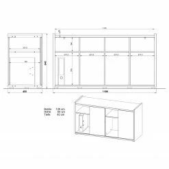 Germania Sideboard GW-Indianapolis - Eiche Navarra Dekor / Weiß -BÜROMÖBEL Verkaufsgeschäft 1000296405 211103 1622530000501 SKETCH DETAILS P000000001000296405 sketch