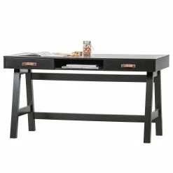 Fredriks Schreibtisch Dural - Kiefer massiv - Schwarz / Vintage Braun -BÜROMÖBEL Verkaufsgeschäft 1000299506 211011 084544000124 DETAILS P000000001000299506