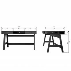 Fredriks Schreibtisch Dural - Kiefer massiv - Schwarz / Vintage Braun -BÜROMÖBEL Verkaufsgeschäft 1000299506 211011 084544000582 SKETCH DETAILS P000000001000299506 sketch