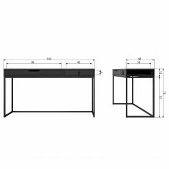 Fredriks Schreibtisch Sion - Esche massiv / Metall - Schwarz -BÜROMÖBEL Verkaufsgeschäft 1000299508 211011 084544000597 SKETCH DETAILS P000000001000299508 sketch