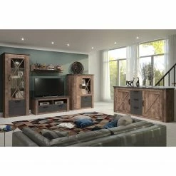 Trendteam Sideboard Georgia - Dunkelgrau / Eiche Rustikal Dekor -BÜROMÖBEL Verkaufsgeschäft 1000300860 211015 12545200136 MOOD DETAILS P000000001000300860 mood