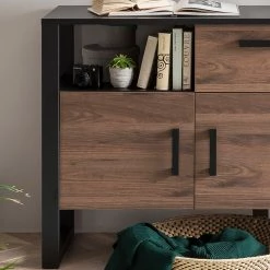 Red Living Sideboard Norddal - Nussbaum Dekor / Schwarz -BÜROMÖBEL Verkaufsgeschäft 1000304813 211027 105010000138 DETAILS P000000001000304813