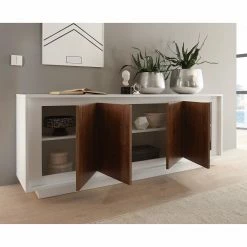LC Spa Sideboard Forenza - Nussbaum Dekor / Weiß -BÜROMÖBEL Verkaufsgeschäft 1000306547 211122 150913000107 DETAILS P000000001000306547