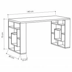 Loftscape Schreibtisch Lemi - Weiß / Eiche Dekor -BÜROMÖBEL Verkaufsgeschäft 1000306569 211115 13510100639 SKETCH DETAILS P000000001000306569 sketch