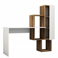 Loftscape Schreibtisch-Kombination Laurie - Weiß / Walnuss Dekor