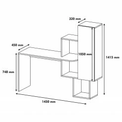 Loftscape Schreibtisch-Kombination Laurie - Weiß / Walnuss Dekor -BÜROMÖBEL Verkaufsgeschäft 1000306581 211115 13521900756 SKETCH DETAILS P000000001000306581 sketch