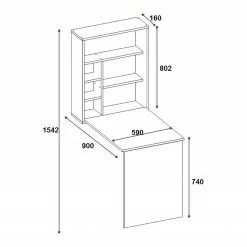 Loftscape Wandschreibtisch Jedway - Weiß -BÜROMÖBEL Verkaufsgeschäft 1000306597 211115 13511900666 SKETCH DETAILS P000000001000306597 sketch