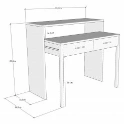 Loftscape Schreibtisch Lavos - (ausziehbar) Weiß / Creme -BÜROMÖBEL Verkaufsgeschäft 1000306611 211115 13503600601 SKETCH DETAILS P000000001000306611 sketch