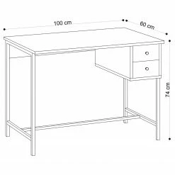 Red Living Schreibtisch Kendra - Eiche Dekor / Schwarz -BÜROMÖBEL Verkaufsgeschäft 1000306643 211115 13532300843 SKETCH DETAILS P000000001000306643 sketch
