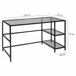 Red Living Schreibtisch Jetmore II - Glas / Aluminium - Klarglas / Schwarz -BÜROMÖBEL Verkaufsgeschäft 1000306651 220209 12152100500 SKETCH DETAILS P000000001000306651 sketch