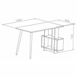 Norrwood Schreibtisch Dassow - Anthrazit / Eiche Dekor -BÜROMÖBEL Verkaufsgeschäft 1000306652 211115 13544900963 SKETCH DETAILS P000000001000306652 sketch