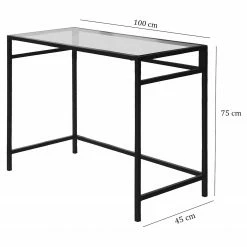 Red Living Schreibtisch Jetmore - Glas / Aluminium - Klarglas / Schwarz -BÜROMÖBEL Verkaufsgeschäft 1000306653 220209 12152100500 SKETCH DETAILS P000000001000306653 sketch