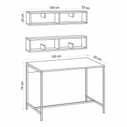 Red Living Schreibtisch-Set Cushy (3-teilig) - Eiche Dekor / Schwarz -BÜROMÖBEL Verkaufsgeschäft 1000306663 211115 135614001079 SKETCH DETAILS P000000001000306663 sketch