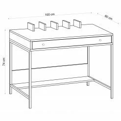 Red Living Schreibtisch Dabney - Eiche Dekor / Schwarz -BÜROMÖBEL Verkaufsgeschäft 1000306671 211115 13544100952 SKETCH DETAILS P000000001000306671 sketch