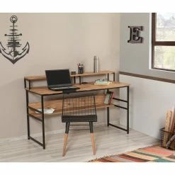 Red Living Schreibtisch Liroi - Kiefer Dekor / Schwarz -BÜROMÖBEL Verkaufsgeschäft 1000306672 211115 13551500518 MOOD DETAILS P000000001000306672 mood