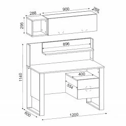 Red Living Schreibtisch-Set Kesia (2-teilig) - Walnuss Dekor / Anthrazit -BÜROMÖBEL Verkaufsgeschäft 1000306700 211115 135727001181 SKETCH DETAILS P000000001000306700 sketch