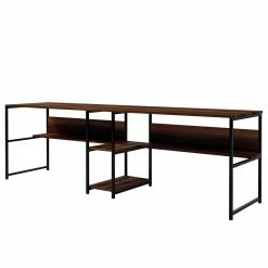 Red Living Doppelschreibtisch Collinee III - Walnuss Dekor / Schwarz