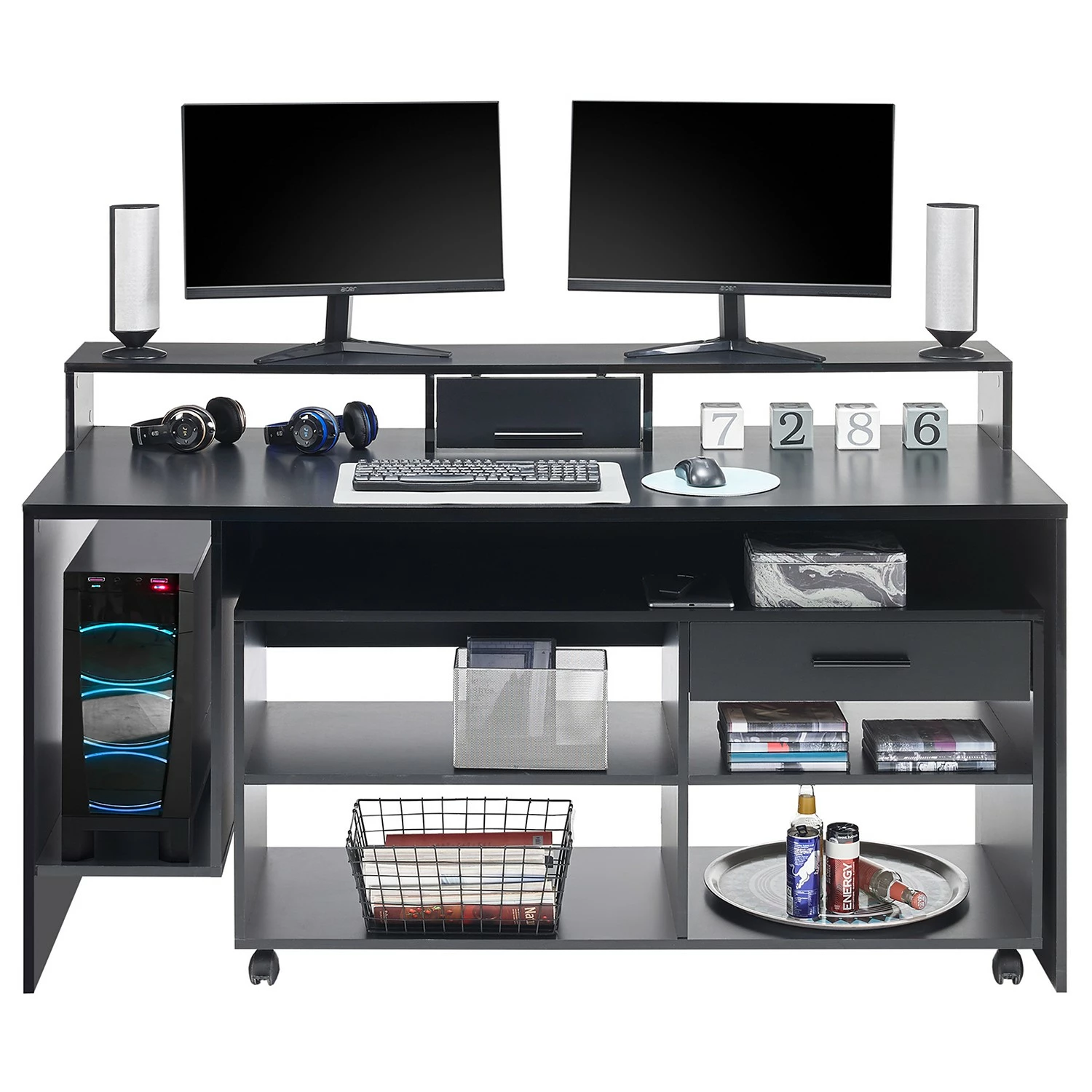 Fredriks Schreibtisch-Kombination Halling - (LED-Beleuchtung) - Schwarz 14 Fredriks Schreibtisch-Kombination Halling - (LED-Beleuchtung) - Schwarz – Bild 12