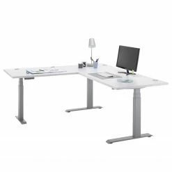 Fredriks Eckschreibtisch Toms - (Höhenverstellbar) - Lichtgrau / Grau -BÜROMÖBEL Verkaufsgeschäft 1000309502 211110 082121000035 DETAILS P000000001000309502