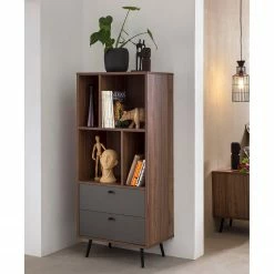 Loftscape Regal Sirkka I - Grau / Walnuss Dekor -BÜROMÖBEL Verkaufsgeschäft 1000310535 211125 111835000108 MOOD DETAILS P000000001000310535 mood