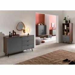 Loftscape Regal Sirkka I - Grau / Walnuss Dekor -BÜROMÖBEL Verkaufsgeschäft 1000310535 211125 111835000110 MOOD DETAILS P000000001000310535 mood