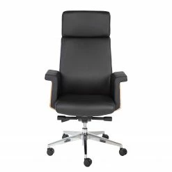 Fredriks Bürostuhl Weld - Echtleder / Walnuss Furnier / Metall - Schwarz / Walnuss / Aluminium -BÜROMÖBEL Verkaufsgeschäft 1000310647 220826 030 DETAILS P000000001000310647