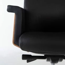 Fredriks Bürostuhl Weld - Echtleder / Walnuss Furnier / Metall - Schwarz / Walnuss / Aluminium -BÜROMÖBEL Verkaufsgeschäft 1000310647 220826 037 DETAILS P000000001000310647