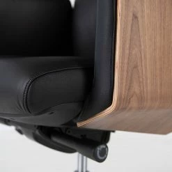 Fredriks Bürostuhl Weld - Echtleder / Walnuss Furnier / Metall - Schwarz / Walnuss / Aluminium -BÜROMÖBEL Verkaufsgeschäft 1000310647 220826 038 DETAILS P000000001000310647