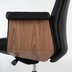 Fredriks Bürostuhl Weld - Echtleder / Walnuss Furnier / Metall - Schwarz / Walnuss / Aluminium -BÜROMÖBEL Verkaufsgeschäft 1000310647 220826 039 DETAILS P000000001000310647