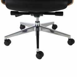 Fredriks Bürostuhl Weld - Echtleder / Walnuss Furnier / Metall - Schwarz / Walnuss / Aluminium -BÜROMÖBEL Verkaufsgeschäft 1000310647 220826 041 DETAILS P000000001000310647