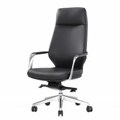 Fredriks Bürostuhl Lavaur - Kunstleder / Aluminium - Schwarz / Silber