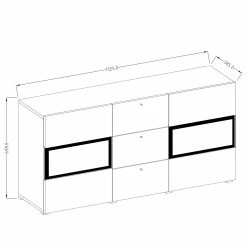 Loftscape Sideboard Adschman - Hochglanz Schwarz / Matt Schwarz -BÜROMÖBEL Verkaufsgeschäft 1000314944 211209 133342000518 SKETCH DETAILS P000000001000314944 sketch