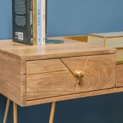 Schreibtisch Lennard I - Mango massiv / Eisen - Mango / Messing -BÜROMÖBEL Verkaufsgeschäft 1000315298 211214 16251100151 DETAILS P000000001000315298