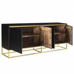 Jack & Alice Sideboard Nooble I - Mango massiv / Metall - Mango Schwarz / Gold -BÜROMÖBEL Verkaufsgeschäft 1000315452 220427 040 DETAILS P000000001000315452