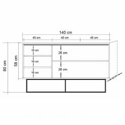 Red Living Sideboard Yopal I - Metall - Kiefer Dekor / Schwarz -BÜROMÖBEL Verkaufsgeschäft 1000333720 220302 500 SKETCH DETAILS P000000001000333720 sketch