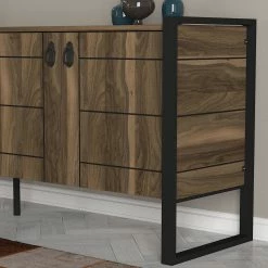 Red Living Sideboard Lando - Metall - Walnuss Dekor / Schwarz -BÜROMÖBEL Verkaufsgeschäft 1000333722 220302 030 DETAILS P000000001000333722