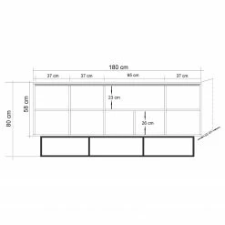 Red Living Sideboard Yopal II - Metall - Kiefer Dekor / Schwarz -BÜROMÖBEL Verkaufsgeschäft 1000333724 220302 500 SKETCH DETAILS P000000001000333724 sketch