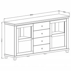Ridgevalley Sideboard Emmanuela I - Kiefer Weiß Dekor -BÜROMÖBEL Verkaufsgeschäft 1000339993 220317 500 SKETCH DETAILS P000000001000339993 sketch