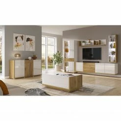 Loftscape Sideboard Lahntal - Hochglanz Weiß / Risseiche Dekor -BÜROMÖBEL Verkaufsgeschäft 1000340000 220317 020 MOOD DETAILS P000000001000340000 mood