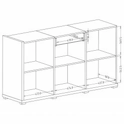 Loftscape Sideboard Lahntal - Hochglanz Weiß / Risseiche Dekor -BÜROMÖBEL Verkaufsgeschäft 1000340000 220317 501 SKETCH DETAILS P000000001000340000 sketch