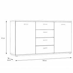 Loftscape Sideboard Piemont I - Schwarz / Eiche Bianco Dekor -BÜROMÖBEL Verkaufsgeschäft 1000342479 220404 500 SKETCH DETAILS P000000001000342479 sketch