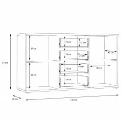 Loftscape Sideboard Piemont I - Schwarz / Eiche Bianco Dekor -BÜROMÖBEL Verkaufsgeschäft 1000342479 220404 501 SKETCH DETAILS P000000001000342479 sketch