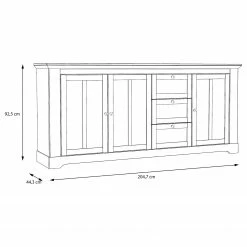 Ridgevalley Sideboard Sandvik II - Eiche Weiß Dekor / Eiche Nelson Dekor -BÜROMÖBEL Verkaufsgeschäft 1000342497 220331 500 SKETCH DETAILS P000000001000342497 sketch