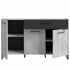 Loftscape Sideboard Sahil - Eiche Sorrento Grau Dekor / Schwarz -BÜROMÖBEL Verkaufsgeschäft 1000342503 220331 035 DETAILS P000000001000342503
