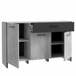 Loftscape Sideboard Sahil - Eiche Sorrento Grau Dekor / Schwarz -BÜROMÖBEL Verkaufsgeschäft 1000342503 220331 040 DETAILS P000000001000342503